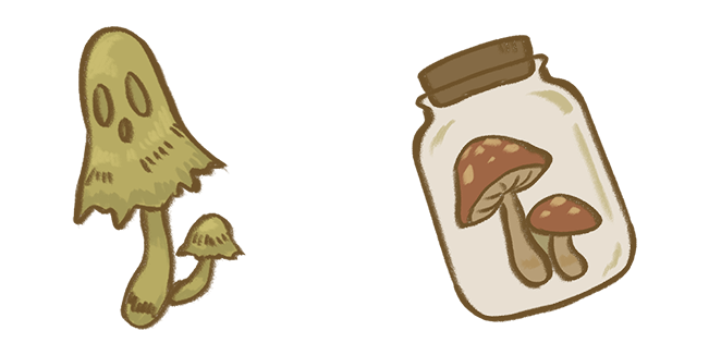 Fairycore Aesthetic Ghost Mushroom & Jar Cursor