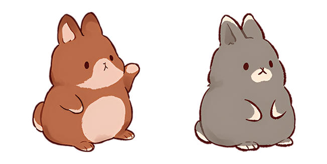 Cute Brown & Grey Bunnies Cursor