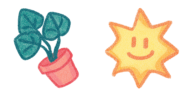 Kawaii Potted Plant & Smiling Sun Cursor