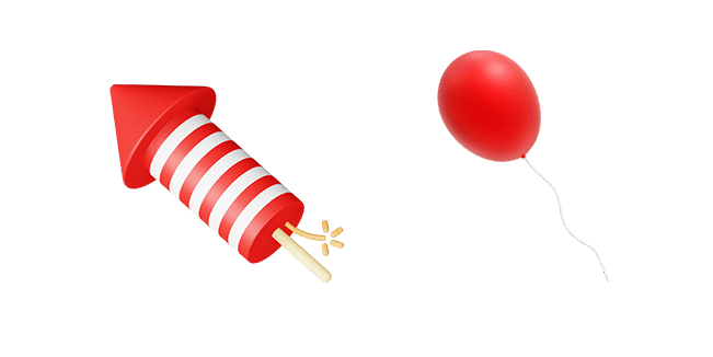 Red Firework & Balloon 3D Cursor