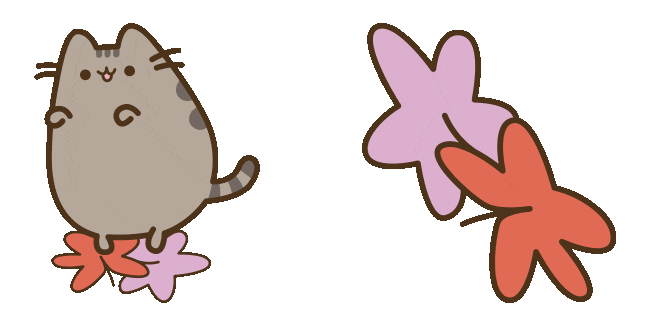 Pusheen the Cat & Autumn Leaves Animated Cursor