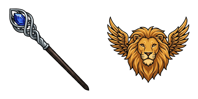 Fantasy Wizard Staff & Winged Lion Emblem Cursor