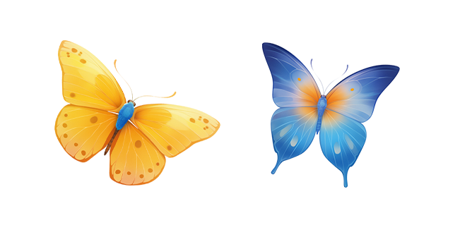 Beautiful Yellow & Light Blue Butterfly Cursor