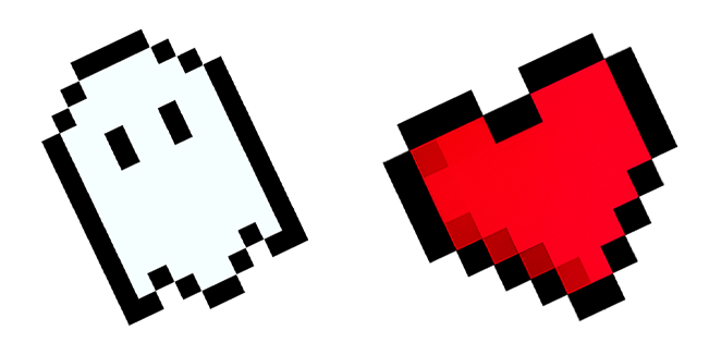 Pixel Ghost & Heart Retro Cursor