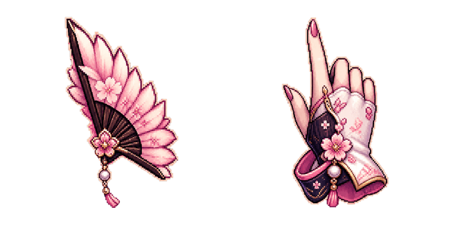 Cherry Blossom Fan & Sakura Hand Pixel Cursor