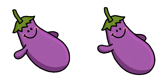 Cute Eggplant Waving Hand Animated Cursor
