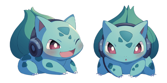 Pokemon Bulbasaur In Headphones Cursor
