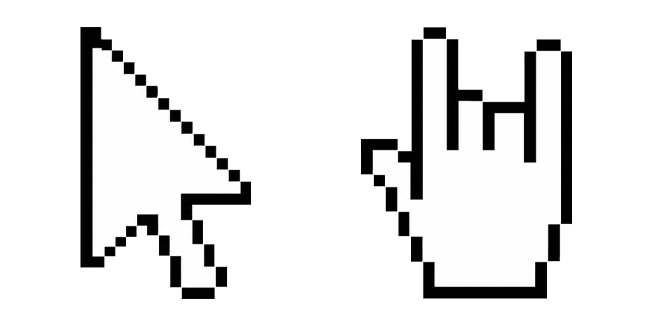 Pixel Arrow & Rock On Hand Cursor