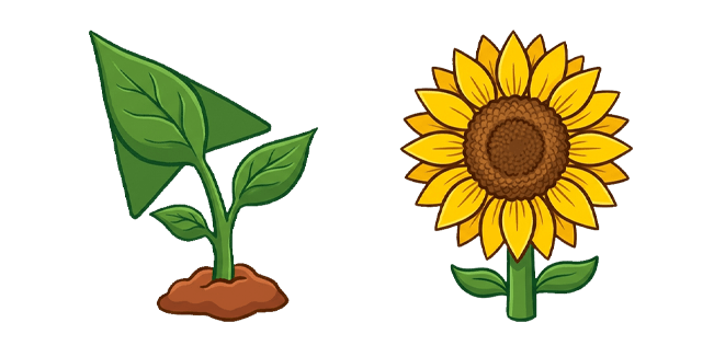 Green Leaf Sprout & Sunflower Cursor