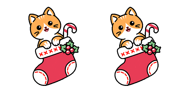 Cat In Christmas Sock Animated Cursor