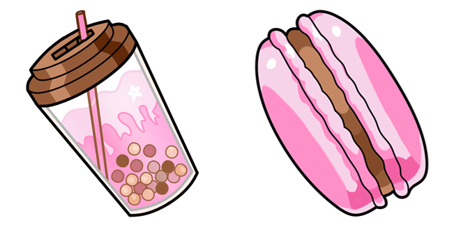 Pink Bubble Tea & Macaroon Cursor