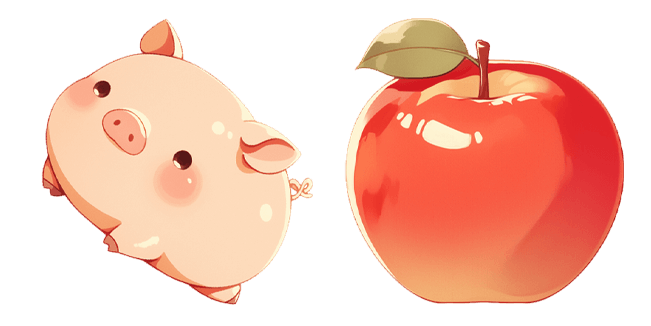 Cute Piggie & Apple Cursor