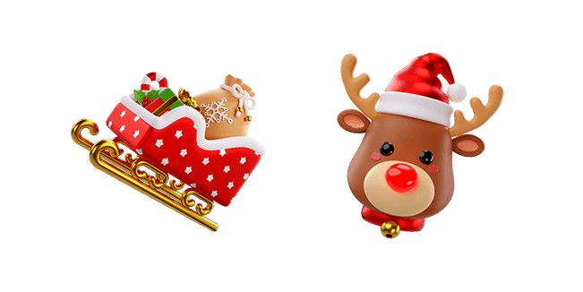 Santa Sleigh & Reindeer 3D Cursor