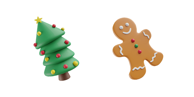 Christmas Tree & Gingerbread Man 3D Cursor