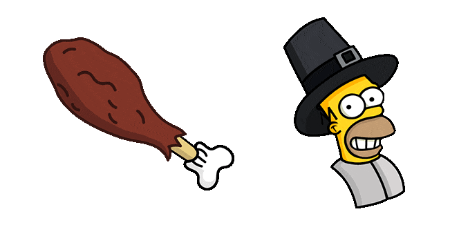 The Simpsons Homer Pilgrim & Turkey Leg Animated Cursor