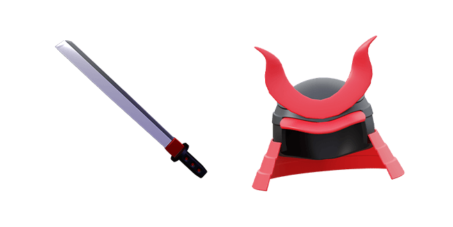 Katana Sword & Samurai Helmet 3D Cursor