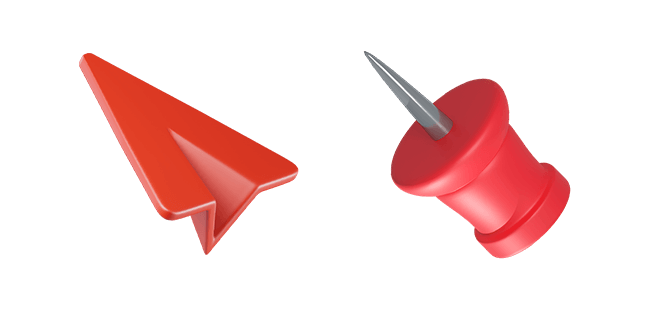 Red Paper Plane & Paper Pin 3D Cursor