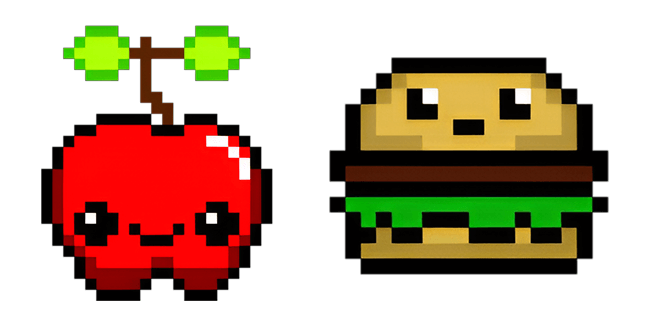 Cute Apple & Burger Pixel Cursor