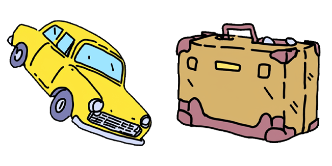 Yellow Cab & Vintage Suitcase Cursor