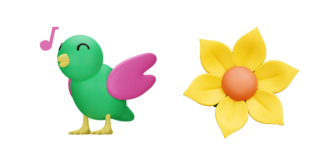 Spring Singing Bird & Bright Flower 3D Cursor