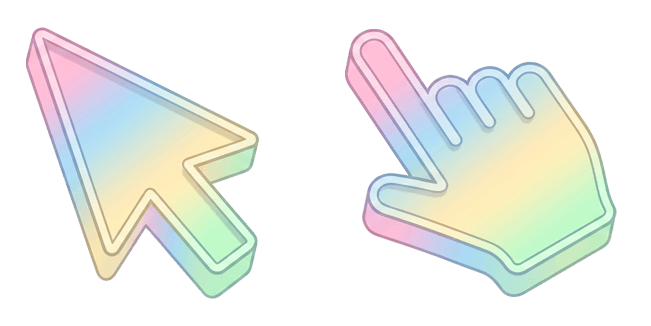Soft Pastel Rainbow Gradient Arrow & Hand Cursor