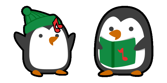 Christmas Cute Penguins Sing Cursor