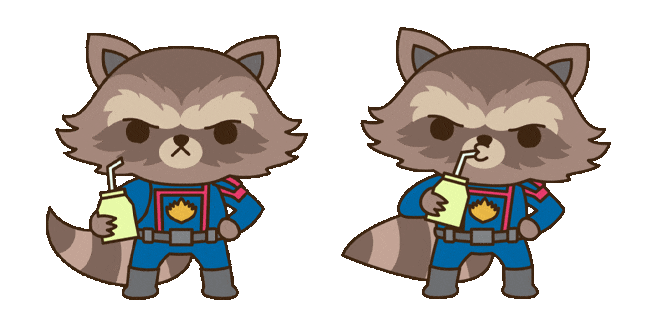 Chibi Rocket Raccoon Drinking Animated Cursor