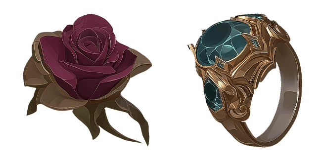 Gothic Burgundy Flower & Gold Ring Cursor