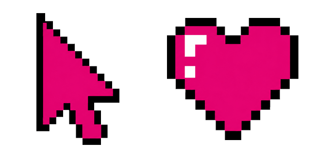 Pixel Pink Arrow & Heart Cursor