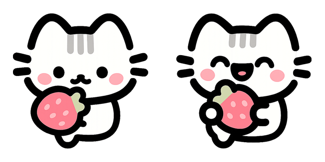 Kawaii Cat With Strawberry Cursor