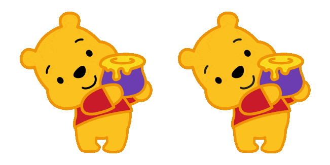 Cute Winnie the Pooh with Barrel of Honey Animated Cursor