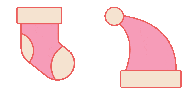 Preppy Aesthetic Christmas Stocking & Santa Hat Animated Cursor