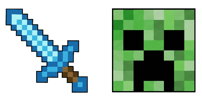 Minecraft Diamond Sword & Creeper Face Cursor