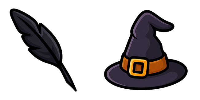 Black Witch Feather & Hat Cursor