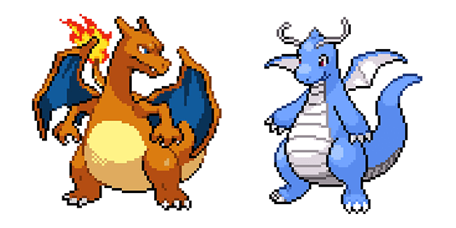 Pokemon Charizard & Dragonite Pixel Cursor