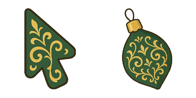 Dark Green Golden Flourish Arrow and Bauble Cursor