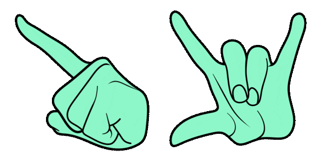 Green Hand Rock On Animated Cursor