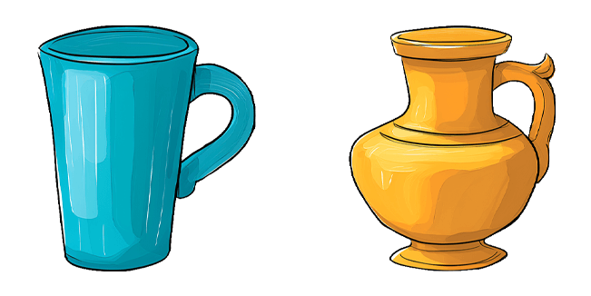 Aesthetic Blue Cup & Golden Urn Cursor