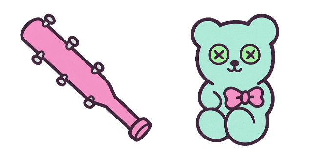Pastel Goth Spiked Baseball Bat & Teddy Bear Cursor