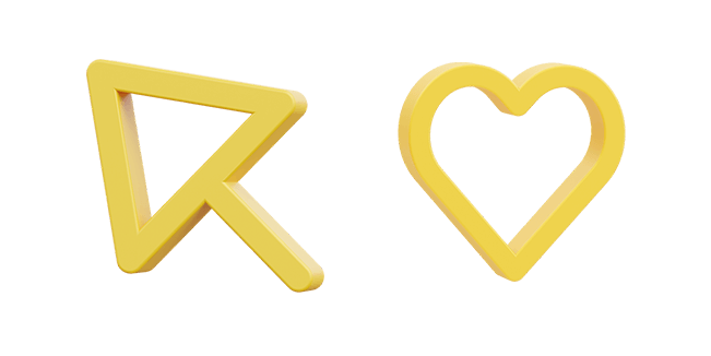 Matte Yellow Arrow & Heart 3D Cursor