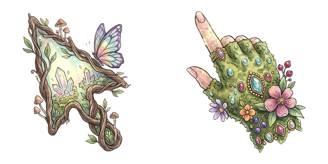 Fairycore Crystal Arrow & Mossy Hand Cursor