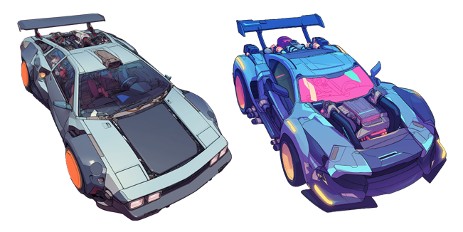 Grey & Blue Cyberpunk Car Cursor