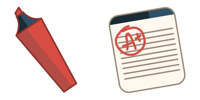 School Red Marker & Test Paper Cursor