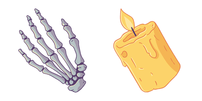 Haunted Skeleton Hand & Yellow Candle Cursor
