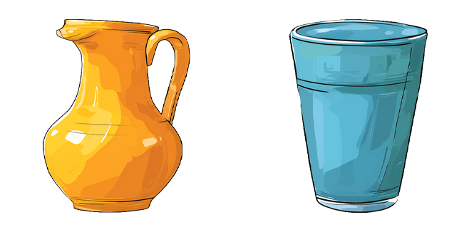 Minimalist Yellow Carafe & Blue Cup Cursor