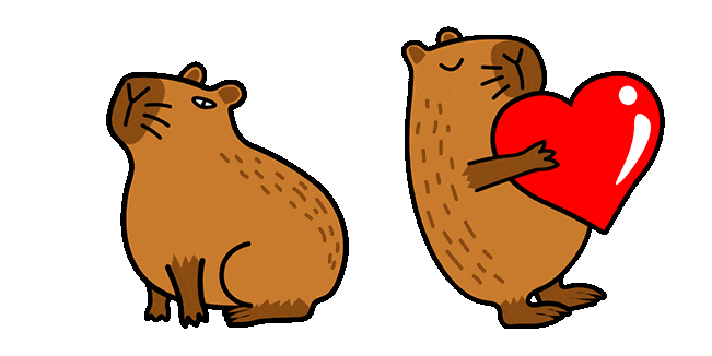Capybara With Red Heart Animated Cursor