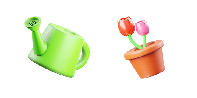 Green Watering Can & Flower Pot 3D Cursor