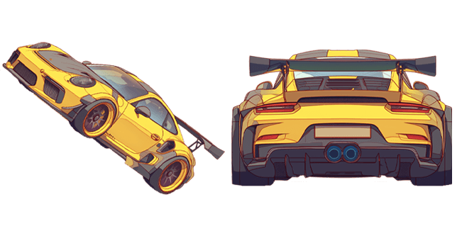 Futuristic Yellow Cyberpunk Porsche Car Cursor
