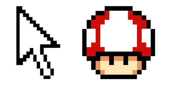 Mario Super Mushroom & Arrow Pixel Cursor
