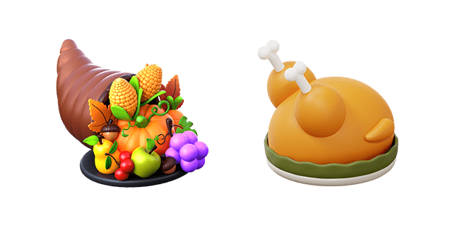 Thanksgiving Cornucopia & Turkey 3D Cursor